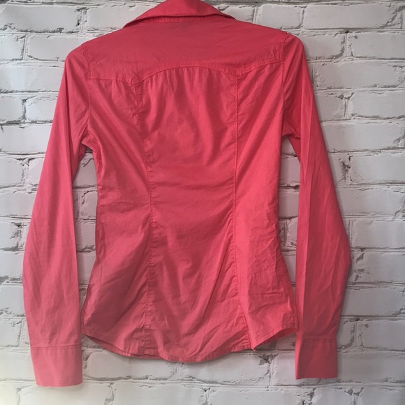 GUESS Long Sleeve Button Up Pink Shirt - Picture 8 of 8